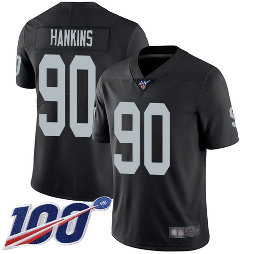 Men Oakland Raiders Limited Black Johnathan Hankins Home Jersey NFL Football #90 100th Season Jersey